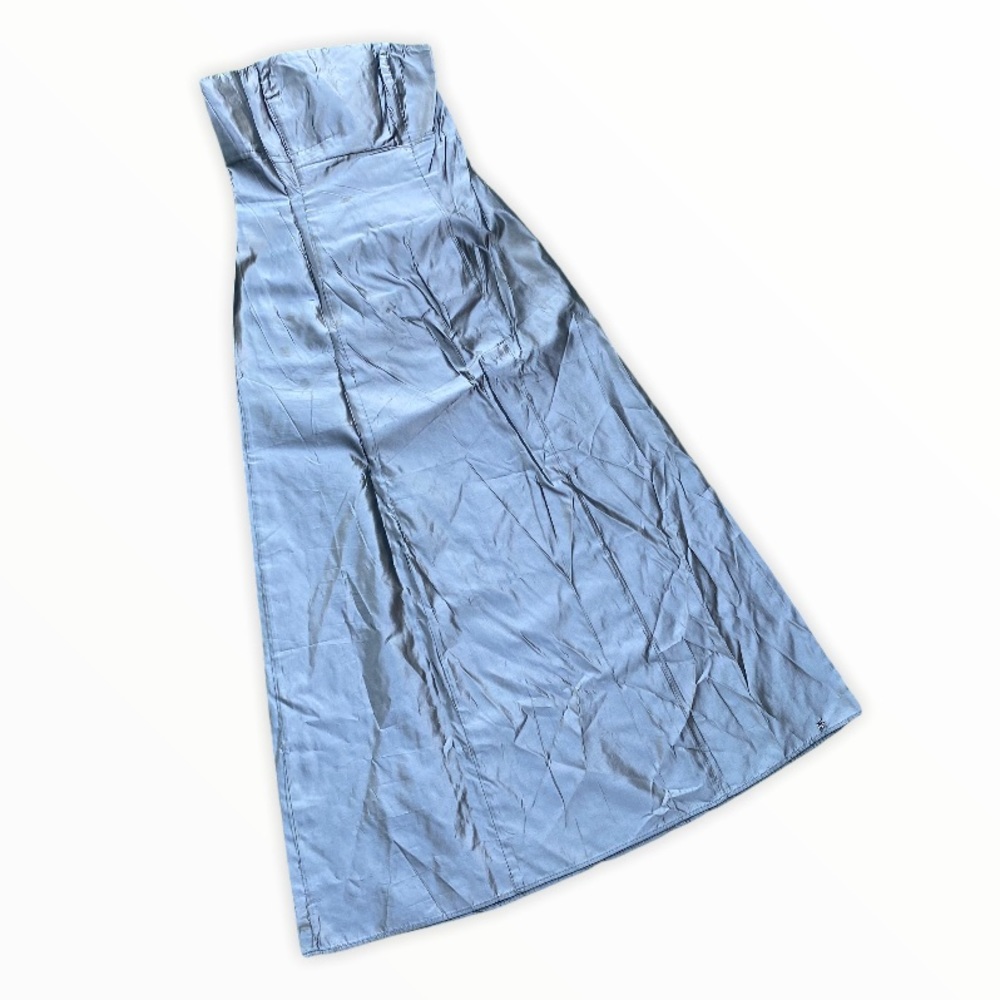 Georgette Strapless Maxi Gown Dress Metallic Large